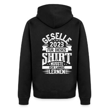 Geselle 2023 Gesellenprüfung - Unisex Premium Bio Zip Hoodie - Schwarz - Hinten - Nico (187cm)