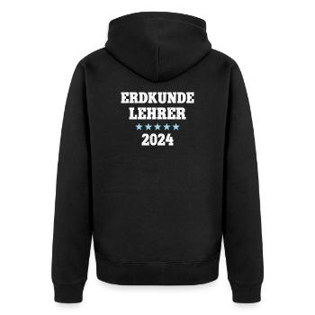 Geographie Lehrer Studium Erdkundelehrer 2024 - Unisex Premium Bio Zip Hoodie - Schwarz - Hinten - Nico (187cm)