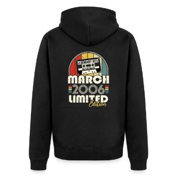 March 2006 Vintage Anniversary Retro Gift - Unisex Premium Organic Zip Hoodie - black - Back - Nico (187cm)