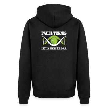 Padel Tennis Sport Padelspieler Padelfan Padeler - Unisex Premium Bio Zip Hoodie - Schwarz - Hinten - Nico (187cm)