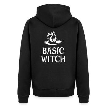 Grundlegende Hexe - Unisex Premium Bio Zip Hoodie - Schwarz - Hinten - Nico (187cm)