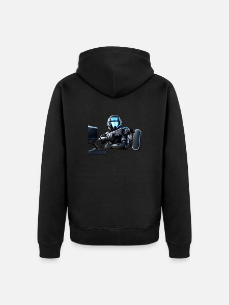 Roboter Gamer - Unisex Premium Bio Zip Hoodie - Schwarz