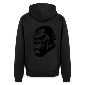 Gorilla Head - Unisex Premium Organic Zip Hoodie - black - Back - Nico (187cm)