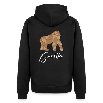 Gorilla - Unisex Premium Organic Zip Hoodie - black - Back - Nico (187cm)