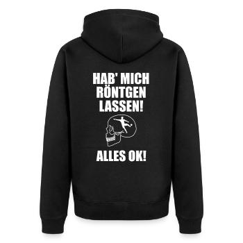 Hab mich röntgen lassen alles Ok Fußball - Unisex Premium Bio Zip Hoodie - Schwarz - Hinten - Nico (187cm)