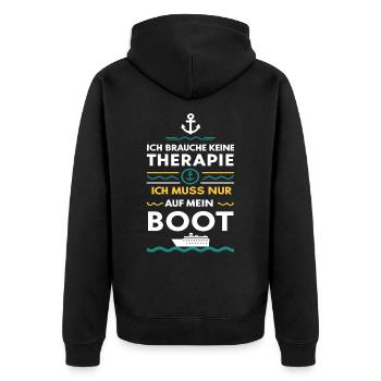 Ich Muss Nur Auf Mein Boot für einen - Unisex Premium Bio Zip Hoodie - Schwarz - Hinten - Nico (187cm)