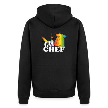Schwuler Koch - Unisex Premium Bio Zip Hoodie - Schwarz - Hinten - Nico (187cm)