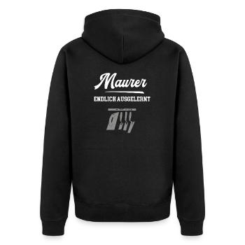 Maurer Ausbildung Bestanden Prüfung Lehre Geselle - Unisex Premium Bio Zip Hoodie - Schwarz - Hinten - Nico (187cm)