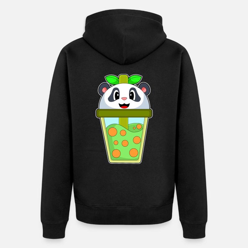 Panda Bubble Tea - Veste à capuche bio Premium Unisexe - noir