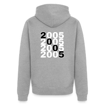 2005 - Unisex Premium Bio Zip Hoodie - Grau meliert - Hinten - Nico (187cm)