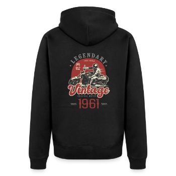 1961 anniversary motorcycle biker vintage 61 years - Unisex Premium Organic Zip Hoodie - black - Back - Nico (187cm)