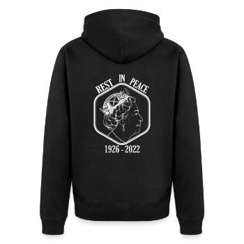 Queen - Unisex Premium Bio Zip Hoodie - Schwarz - Hinten - Nico (187cm)