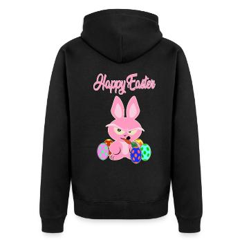 Happy Easter Pink Easter - Unisex Premium Organic Zip Hoodie - black - Back - Nico (187cm)