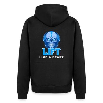 Heben Sie wie ein Biest - Unisex Premium Bio Zip Hoodie - Schwarz - Hinten - Nico (187cm)