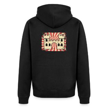 castle - Unisex Premium Organic Zip Hoodie - black - Back - Nico (187cm)