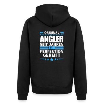 Anglers matured to perfection - Unisex Premium Organic Zip Hoodie - black - Back - Nico (187cm)