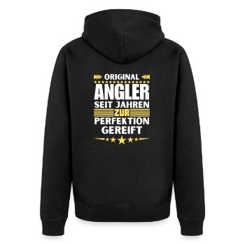Anglers matured to perfection - Unisex Premium Organic Zip Hoodie - black - Back - Nico (187cm)