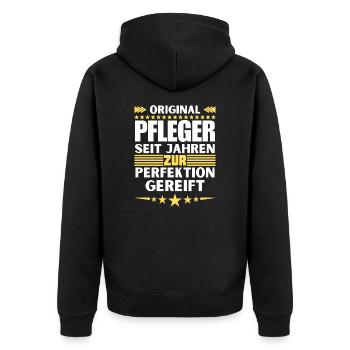 Nurses matured to perfection - Unisex Premium Organic Zip Hoodie - black - Back - Nico (187cm)