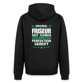 Coiffeur mûri à la perfection - Veste à capuche bio Premium Unisexe - noir - Dos - Nico (187cm)