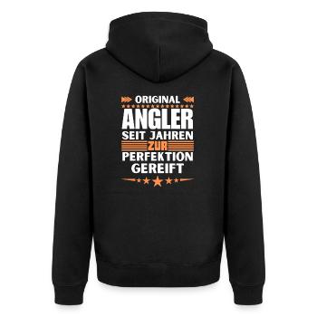 Anglers matured to perfection - Unisex Premium Organic Zip Hoodie - black - Back - Nico (187cm)