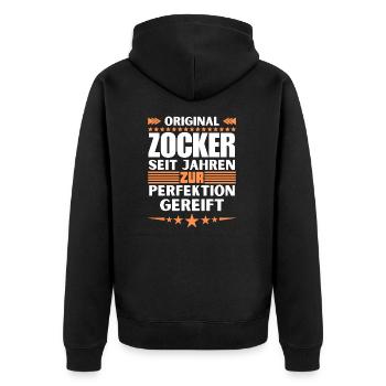 Gamblers matured to perfection - Unisex Premium Organic Zip Hoodie - black - Back - Nico (187cm)
