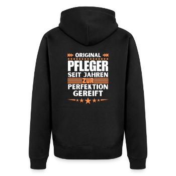 Nurses matured to perfection - Unisex Premium Organic Zip Hoodie - black - Back - Nico (187cm)