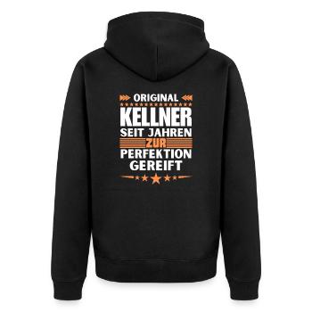 Waiters matured to perfection - Unisex Premium Organic Zip Hoodie - black - Back - Nico (187cm)