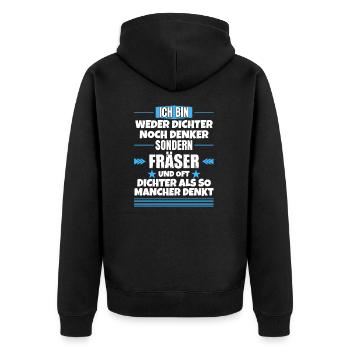 Ni poète ni penseur, mais fraiseur - Veste à capuche bio Premium Unisexe - noir - Dos - Nico (187cm)