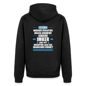 Neither poet nor thinker, but beekeeper - Unisex Premium Organic Zip Hoodie - black - Back - Nico (187cm)