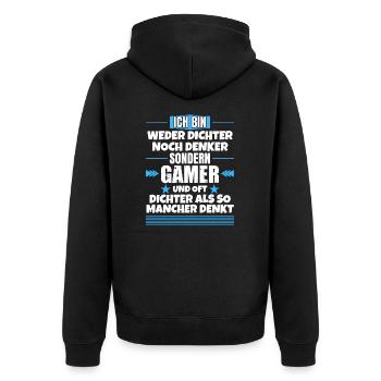 Ni poètes, ni penseurs, mais joueurs - Veste à capuche bio Premium Unisexe - noir - Dos - Nico (187cm)
