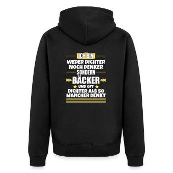 Ni poète ni penseur, mais boulanger - Veste à capuche bio Premium Unisexe - noir - Dos - Nico (187cm)