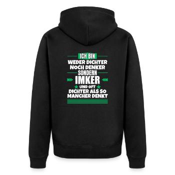 Neither poet nor thinker, but beekeeper - Unisex Premium Organic Zip Hoodie - black - Back - Nico (187cm)