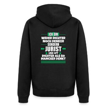 Ni poète ni penseur, mais juriste - Veste à capuche bio Premium Unisexe - noir - Dos - Nico (187cm)