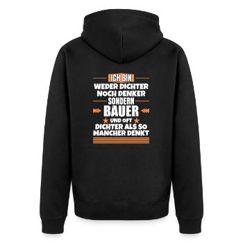 Ni poète ni penseur, mais agriculteur - Veste à capuche bio Premium Unisexe - noir - Dos - Nico (187cm)