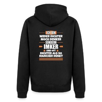 Neither a poet nor a thinker, but a beekeeper - Unisex Premium Organic Zip Hoodie - black - Back - Nico (187cm)