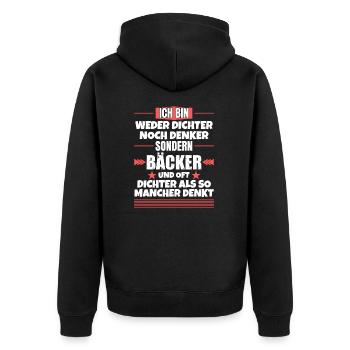 Ni poète ni penseur, mais boulanger - Veste à capuche bio Premium Unisexe - noir - Dos - Nico (187cm)