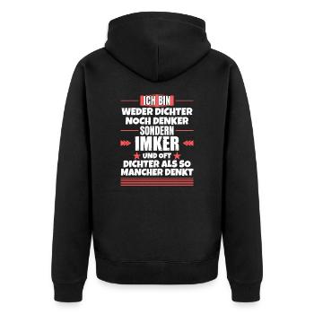 Neither poet nor thinker, but beekeeper - Unisex Premium Organic Zip Hoodie - black - Back - Nico (187cm)