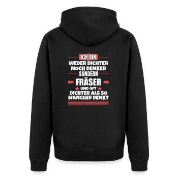 Ni poète ni penseur, mais fraiseur - Veste à capuche bio Premium Unisexe - noir - Dos - Nico (187cm)