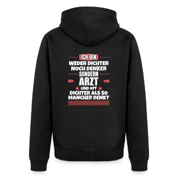 Ni poète ni penseur, mais médecin - Veste à capuche bio Premium Unisexe - noir - Dos - Nico (187cm)
