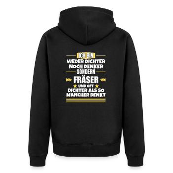 Ni poète ni penseur, mais fraiseur - Veste à capuche bio Premium Unisexe - noir - Dos - Nico (187cm)