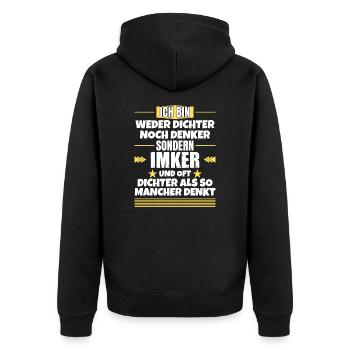 Neither poet nor thinker, but beekeeper - Unisex Premium Organic Zip Hoodie - black - Back - Nico (187cm)