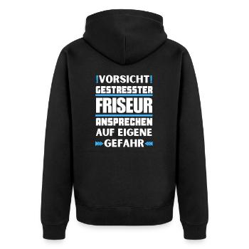 Ne parlez pas à un coiffeur stressé ! - Veste à capuche bio Premium Unisexe - noir - Dos - Nico (187cm)