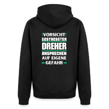 Ne parlez pas à un tourneur stressé ! - Veste à capuche bio Premium Unisexe - noir - Dos - Nico (187cm)