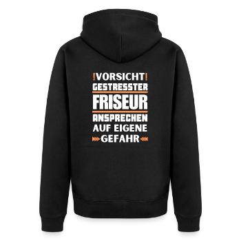 Ne parlez pas à un coiffeur stressé ! - Veste à capuche bio Premium Unisexe - noir - Dos - Nico (187cm)