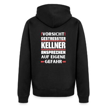 Ne parlez pas à un serveur stressé ! - Veste à capuche bio Premium Unisexe - noir - Dos - Nico (187cm)