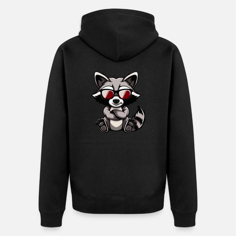 Waschbär Cool Comic - Unisex Premium Bio Zip Hoodie - Schwarz
