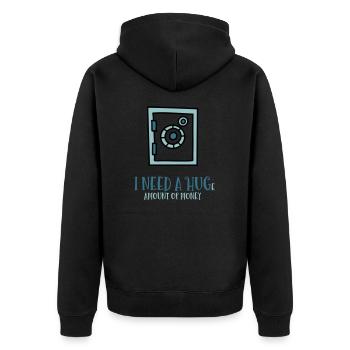 MONEY LOVE EMBRACE LOVE STOCK EXCHANGE SAFE MOTIF EUR - Unisex Premium Organic Zip Hoodie - black - Back - Nico (187cm)