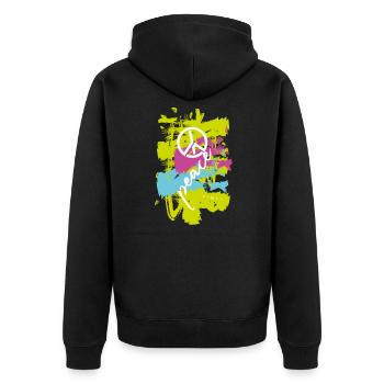 Peace farbig - Unisex Premium Bio Zip Hoodie - Schwarz - Hinten - Nico (187cm)