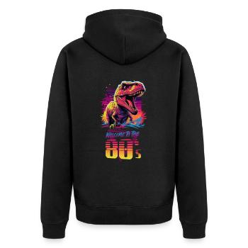 Weclometo the 80s - Unisex Premium Bio Zip Hoodie - Schwarz - Hinten - Nico (187cm)