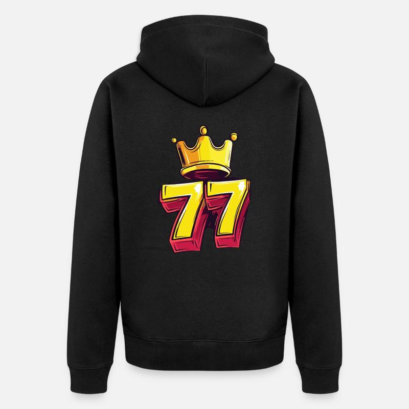 77 Nombre Couronne - Veste à capuche bio Premium Unisexe - noir
